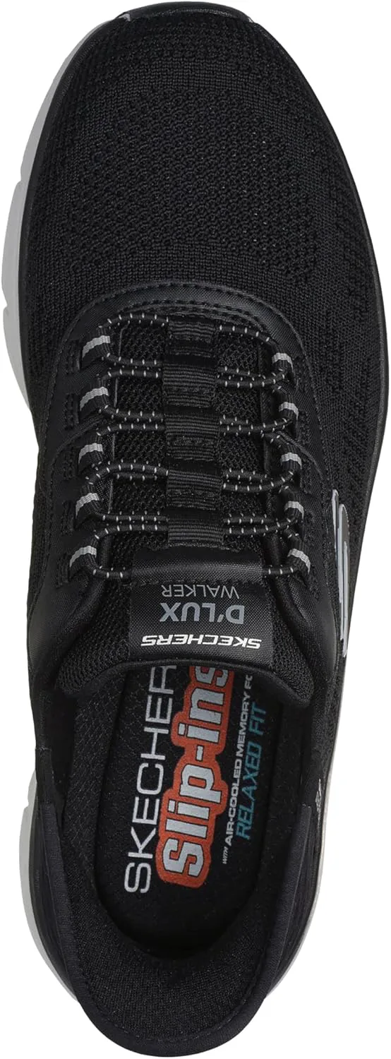 Мужские кроссовки Skechers D'Lux Walker Rezinate с легким надеванием без использования рук, черный/серый — фото 2