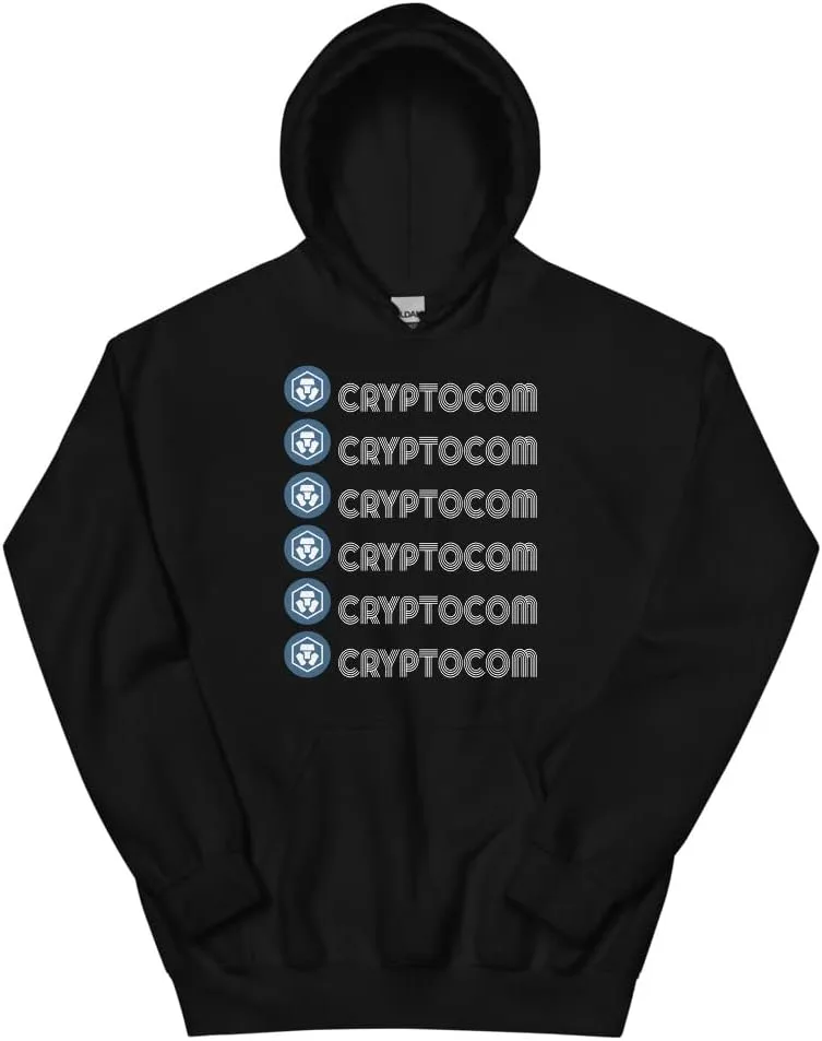 Толстовка Cryptocom Unisex в ретро-стиле с капюшоном Cryptocurrency Crypto Gift Generic, черный