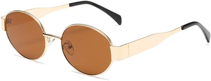 

Ретро овальные солнцезащитные очки для женщин и мужчин, модные солнцезащитные очки, классические очки с защитой от УФ-излучения UV400, стильные солнцезащитные очки для мужчин KTUCN, Gold Brown