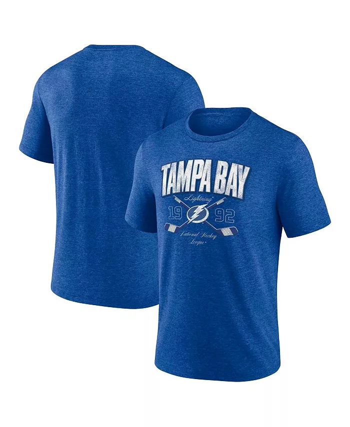 

Мужская футболка Heather Blue Tampa Bay Lightning Cross Sticks Tri-Blend Fanatics