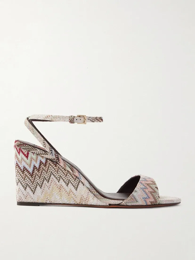 Сандалии Missoni Julie из плетеного текстиля в полоску, бежевый