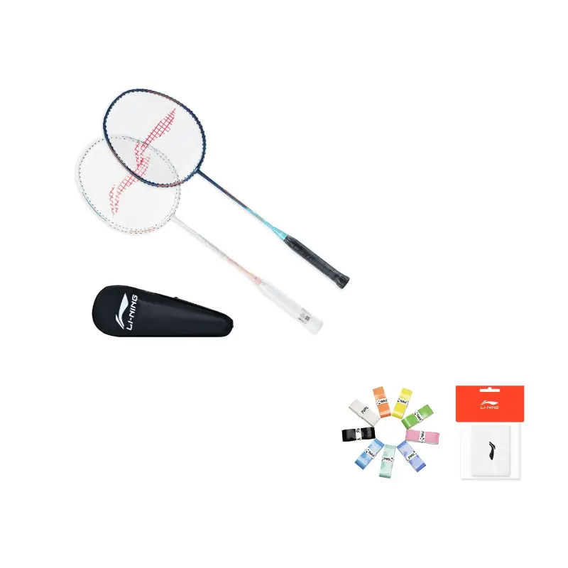 

LINING Thunder 08 бадминтонная ракетка атакующего типа с утяжеленной головкой, жестким стержнем, начальный уровень Blue/Pink