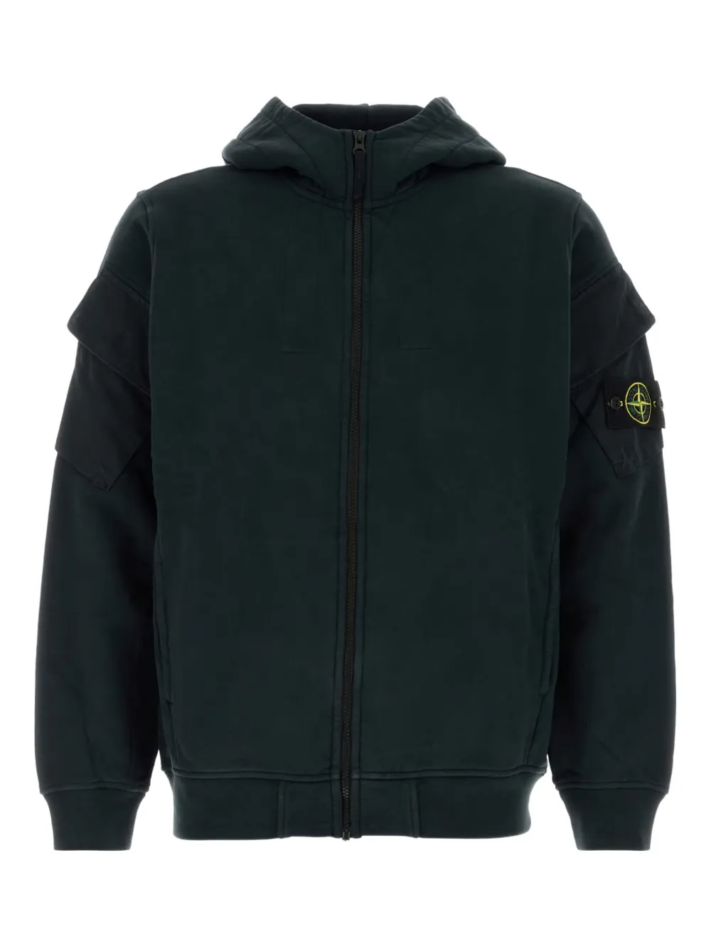 

Хлопковый худи на молнии Stone Island, черный