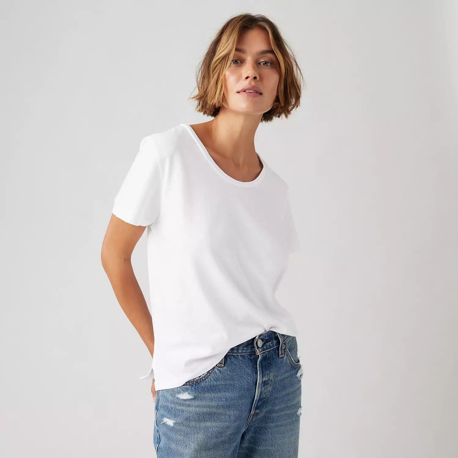 

Футболка с коротким рукавом из хлопка и льна Bridget Levi's, цвет White - White