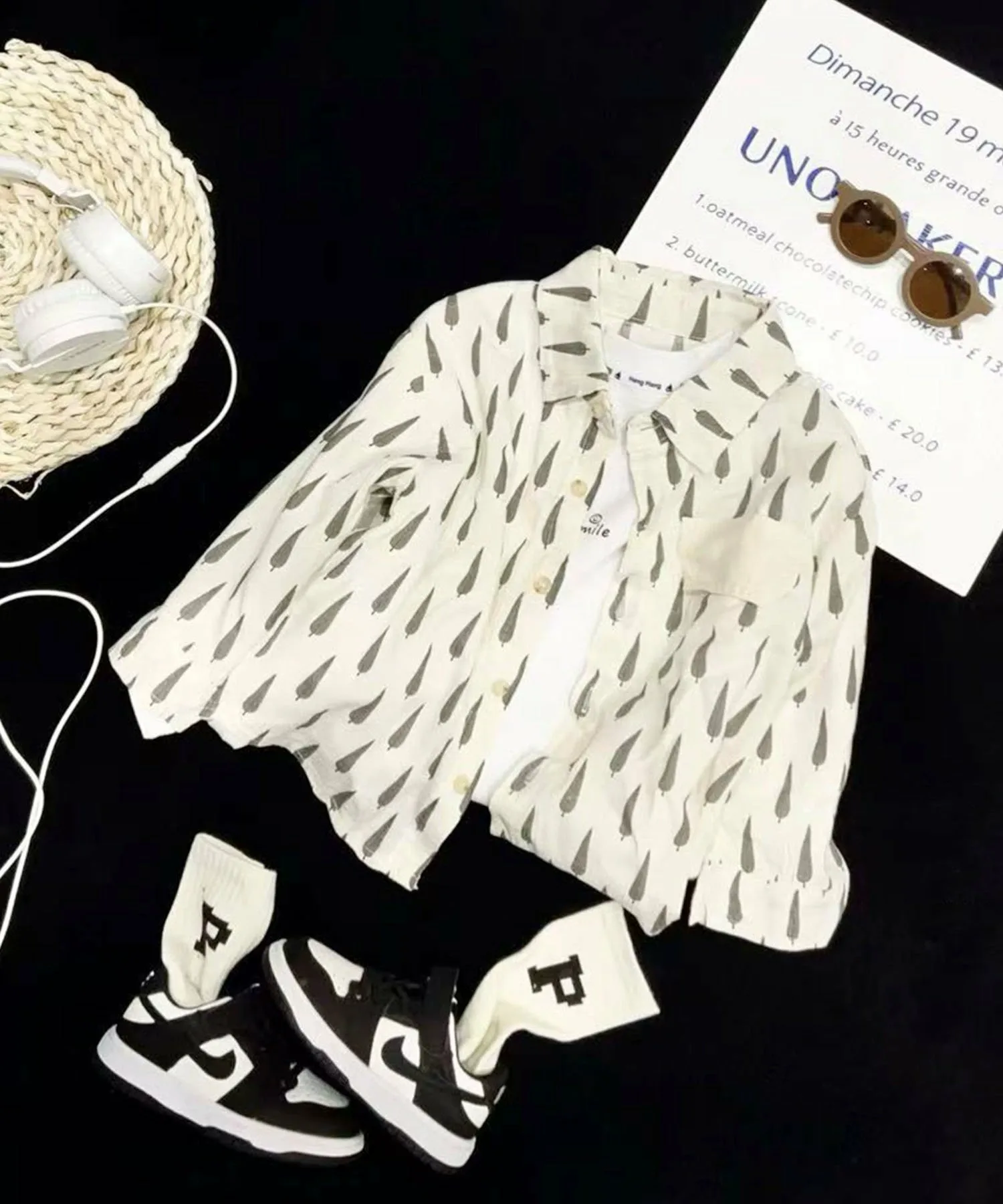 Рубашка с узором в виде листьев Aimoha Kids, gray