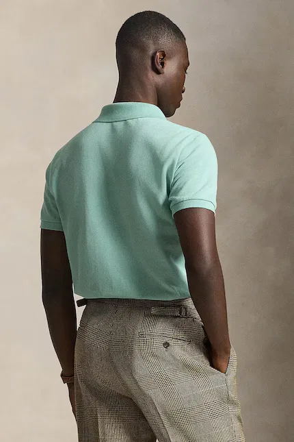 Поло хлопковое slim fit Polo Ralph Lauren, бирюзовый — фото 2