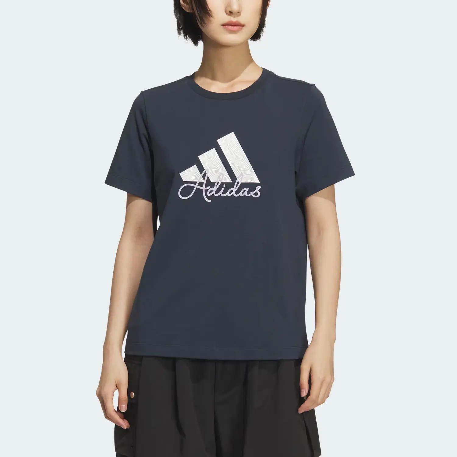 Футболка MUST HAVES SS25 женская Adidas, синий/серебристый — фото 2