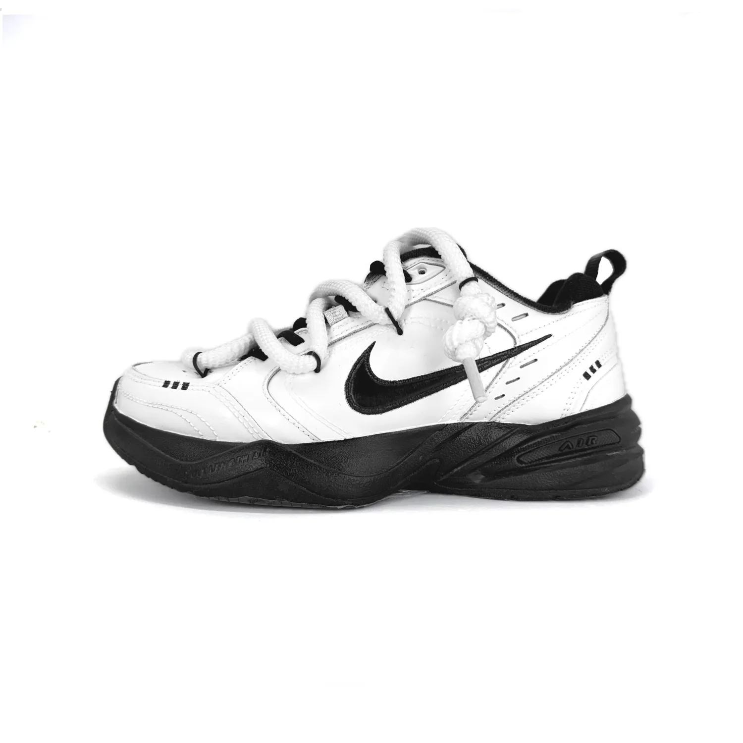 Nike Air Monarch 4 Slip Resistant Abrasion Resistant Low top Chunky Sneakers Unisex Black White