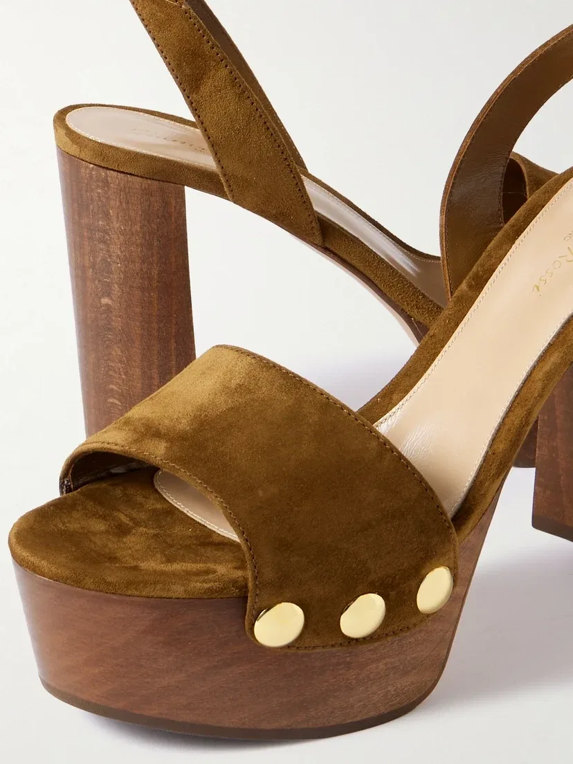 Замшевые босоножки 70 Gianvito Rossi, коричневый — фото 4