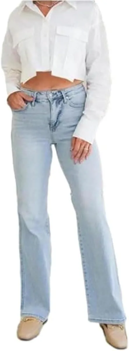 

Джинсы прямого кроя с высокой посадкой и эффектом контроля живота