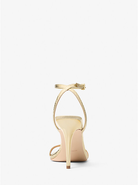 Сандалии Liana из кожи с металлическим тиснением под змею Michael Kors, золотой — фото 3