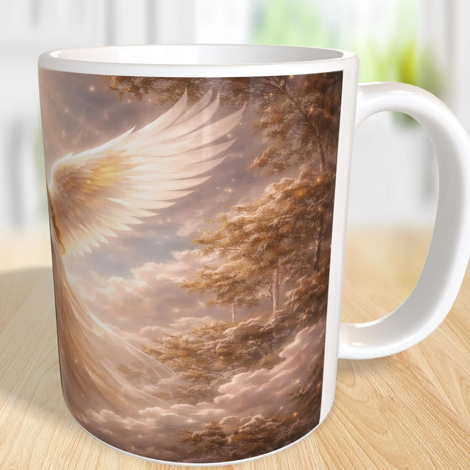 Керамическая кружка Angel Mug Guardian Angel Watercolour Sky Clouds Light Mourning Comfort Memory, белая, 330 мл Becherbude — фото 3