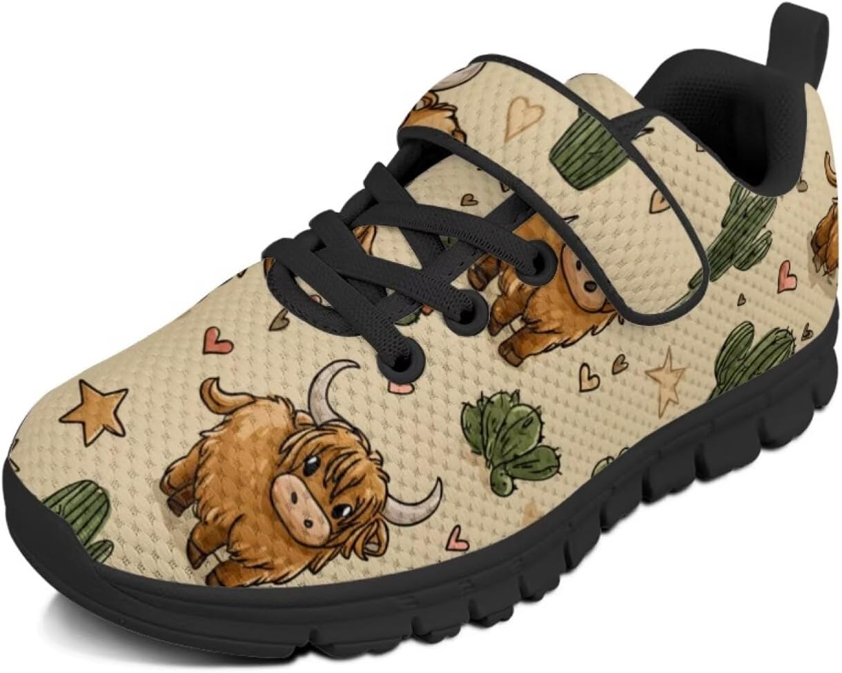 

Детские кроссовки Highland Cattle and Cactus для девочек, сетчатые, с одним ремешком, противоскользящие, для школы, спорта, бега Pointodoor