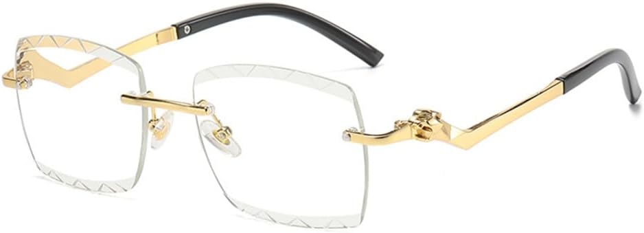 

Солнцезащитные очки без оправы, винтажные прямоугольные, в стиле панк, с леопардовым принтом, солнцезащитные очки в стиле стимпанк, без оправы, с бриллиантами, защита от ультрафиолета UV400 LANGSER, Clear