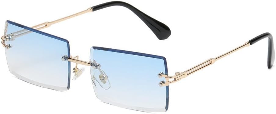 

Винтажные модные солнцезащитные очки без оправы для женщин, прямоугольные, с градиентным переходом цвета, защита от УФ-излучения UV400, летние, для путешествий, синие, цельные HYYZZC, Blue