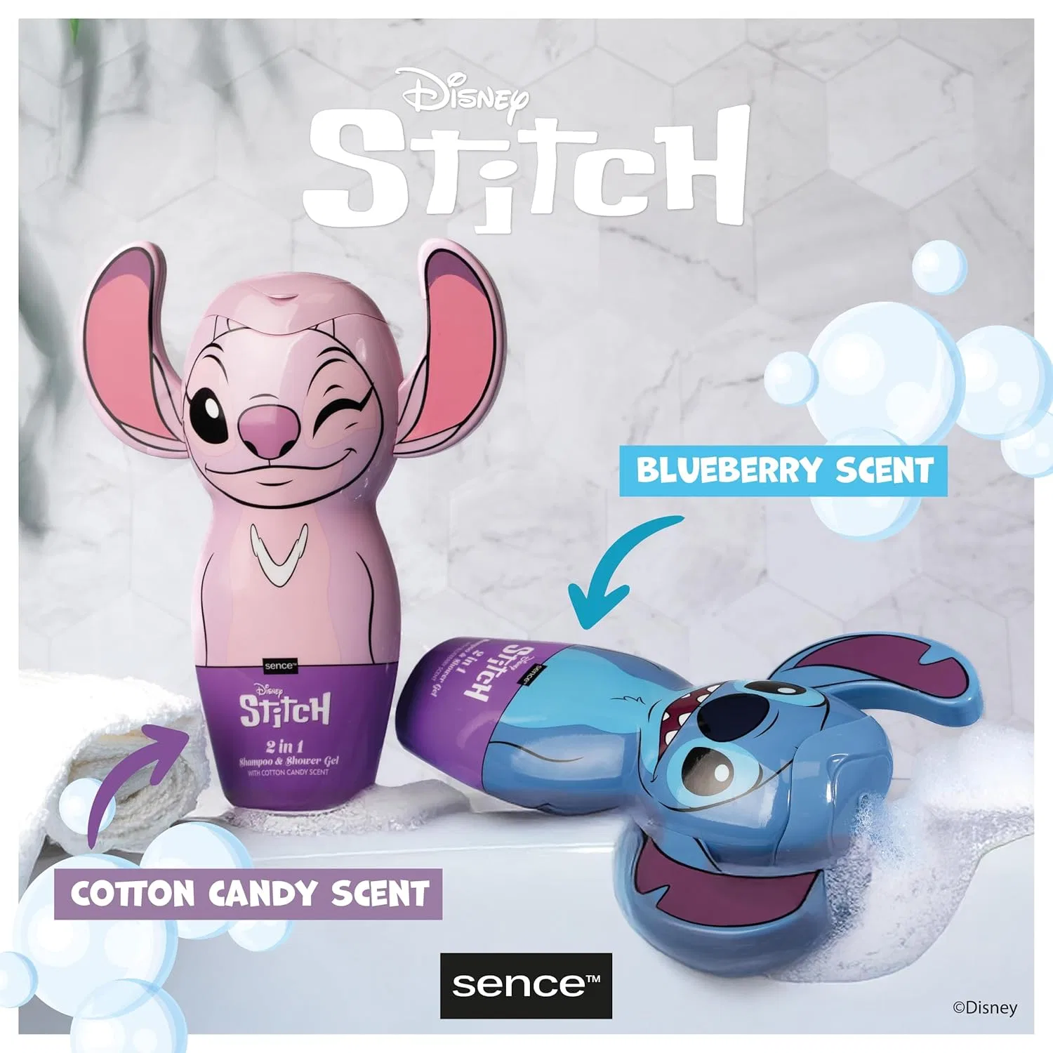 Детский шампунь и гель для душа Disney Stitch 3D с ароматом черники Sence — фото 4