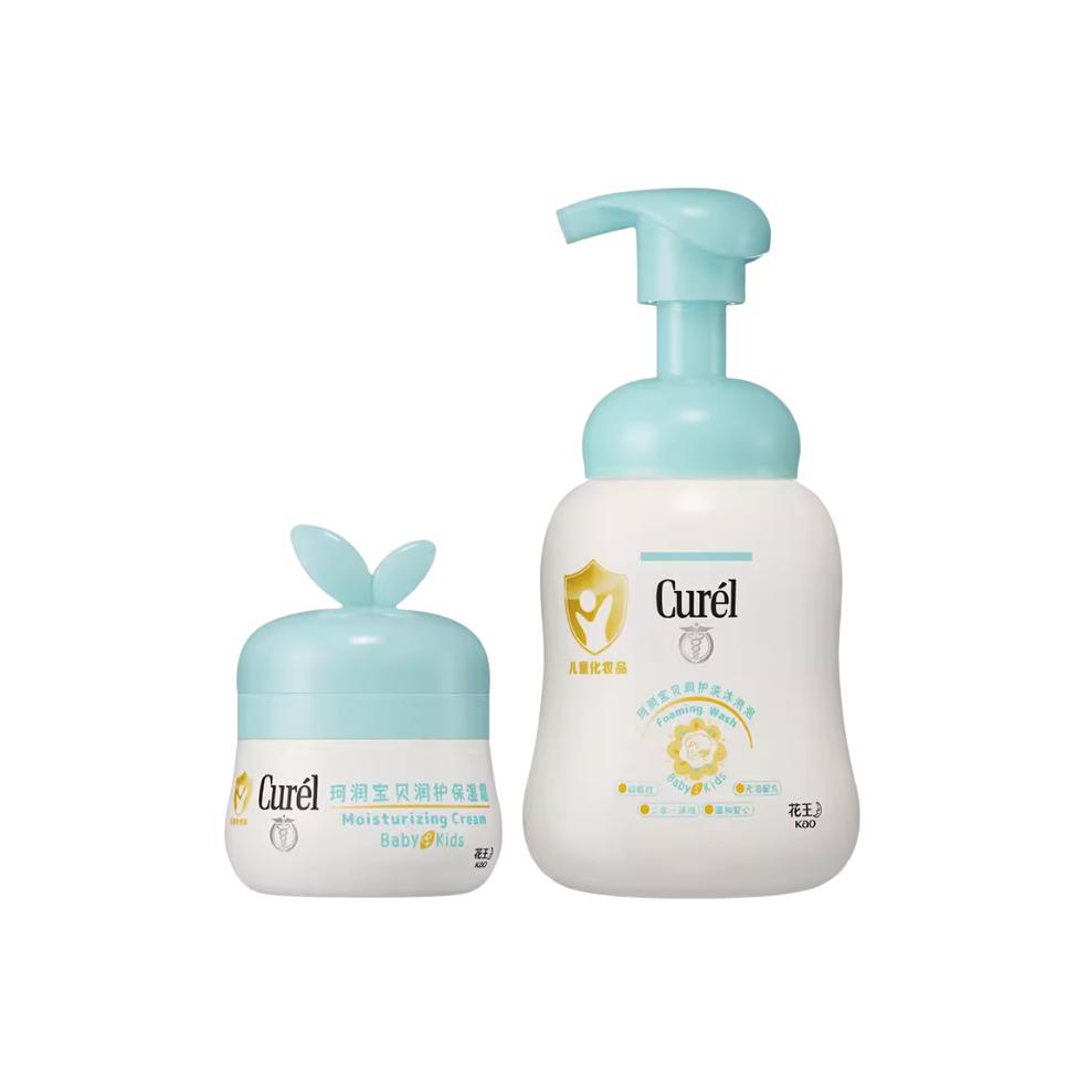 

Детский увлажняющий крем для лица и гель для душа kerun увлажняющий уход за кожей успокаивающий стягивающий 55г+400мл Curél