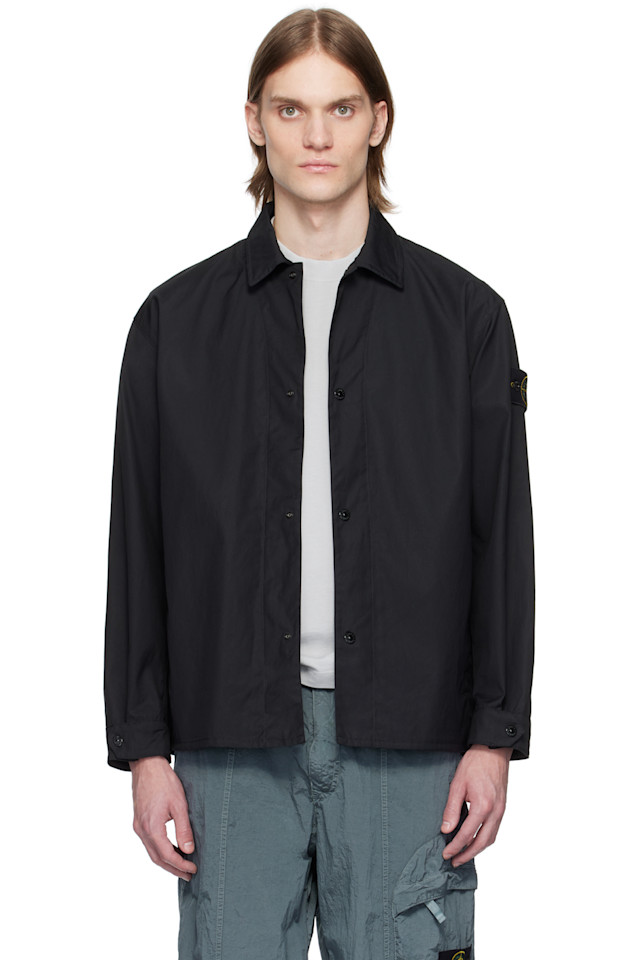 

Хлопковая рубашка из ткани Supima с окрашиванием в неводной среде Stone Island, черный