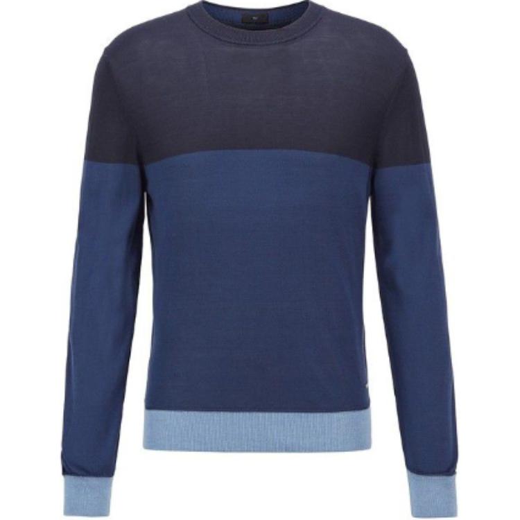 

Hugo Boss Мужской синий свитер с круглым вырезом, средней жесткости