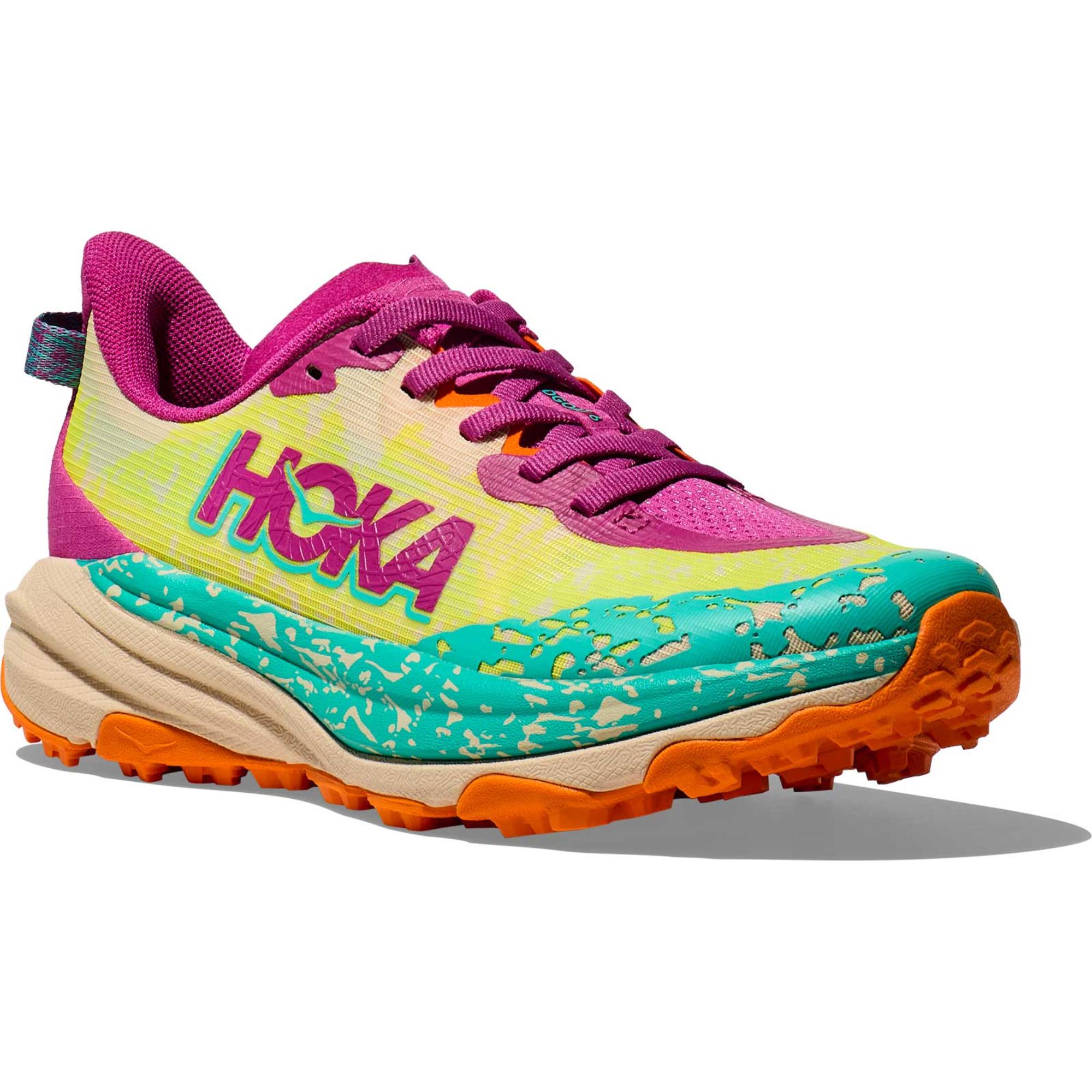 Детские кроссовки для бега по пересеченной местности Speedgoat 6 HOKA, Fuchsia/Electric Aqua — фото 2