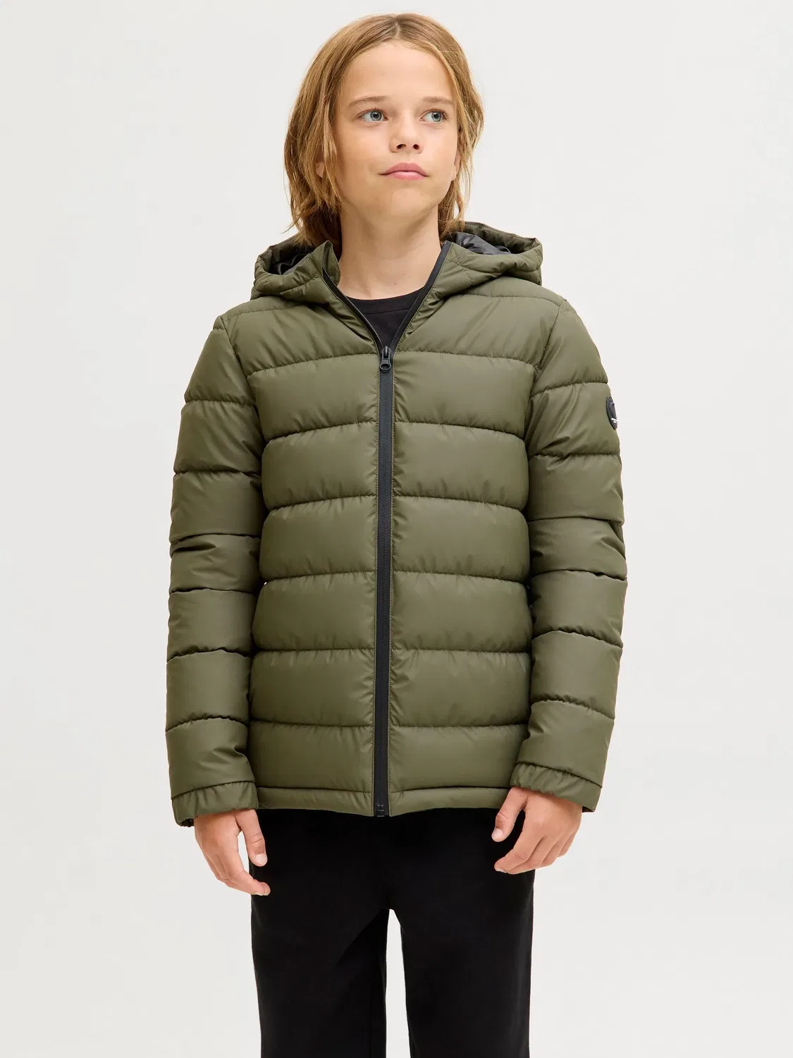 Стеганая куртка, капюшон, JACK & JONES Junior, grape leaf — фото 2