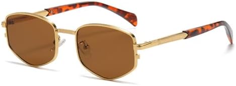 

Ретро-солнцезащитные очки в форме многоугольника и квадрата из металла для женщин, модные градиентные очки с защитой от УФ-излучения UV400 для мужчин MTZJH, Golden Tea