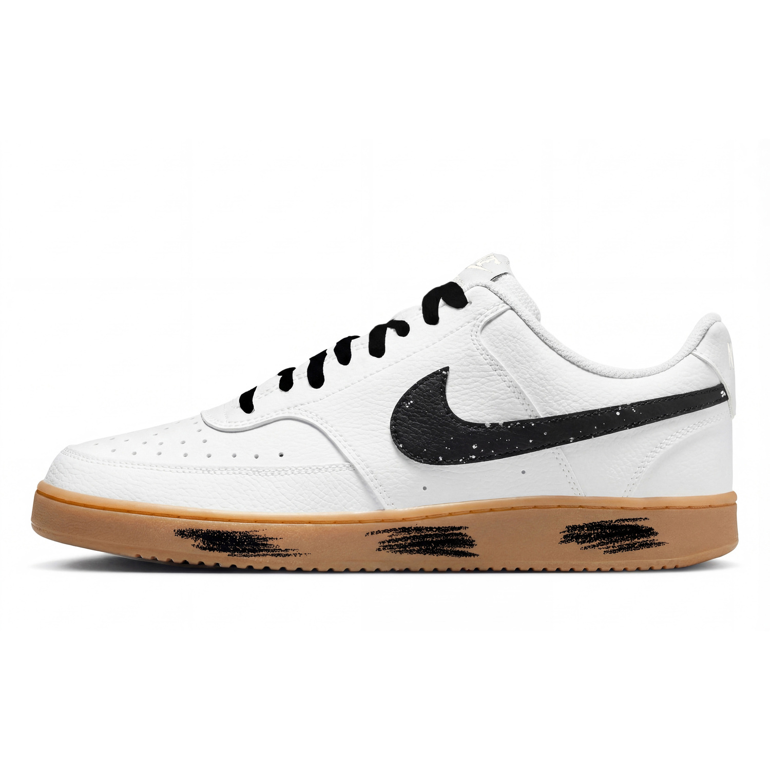 

Nike Кроссовки для скейтбординга Court Vision 1 Arctic Highway Coverage, износостойкие, низкие, унисекс, черный с белыми подошвами