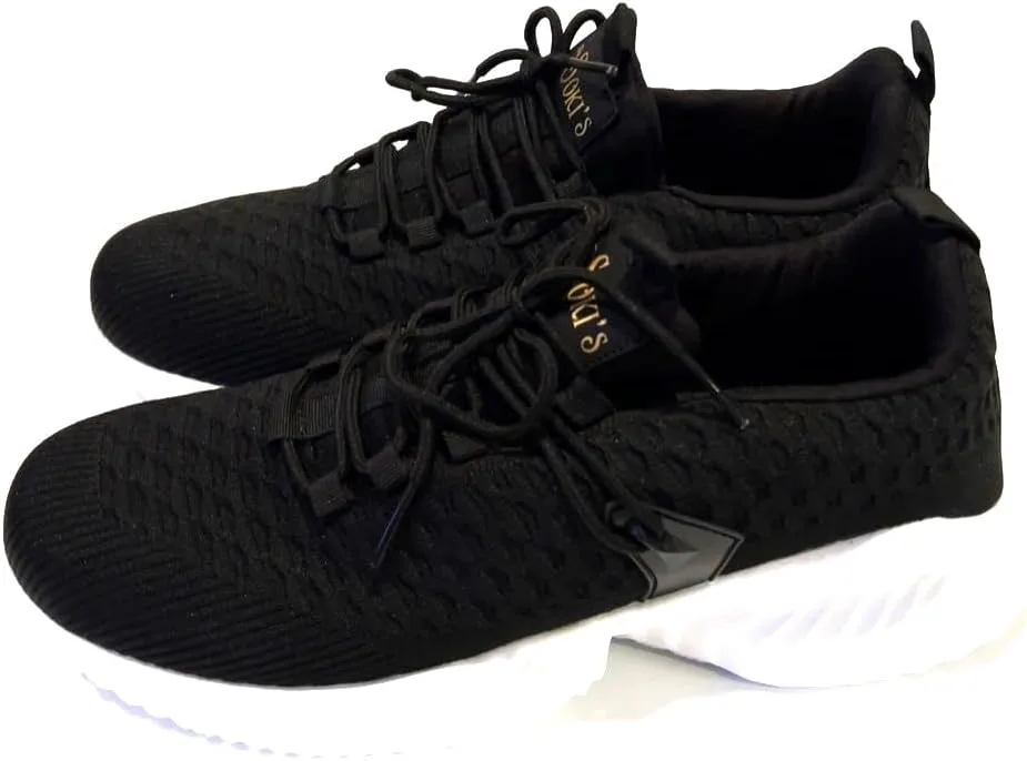 

Мужские беговые кроссовки MuSOKI черно-белые с белой рифленой подошвой MuSOKI'S, черный