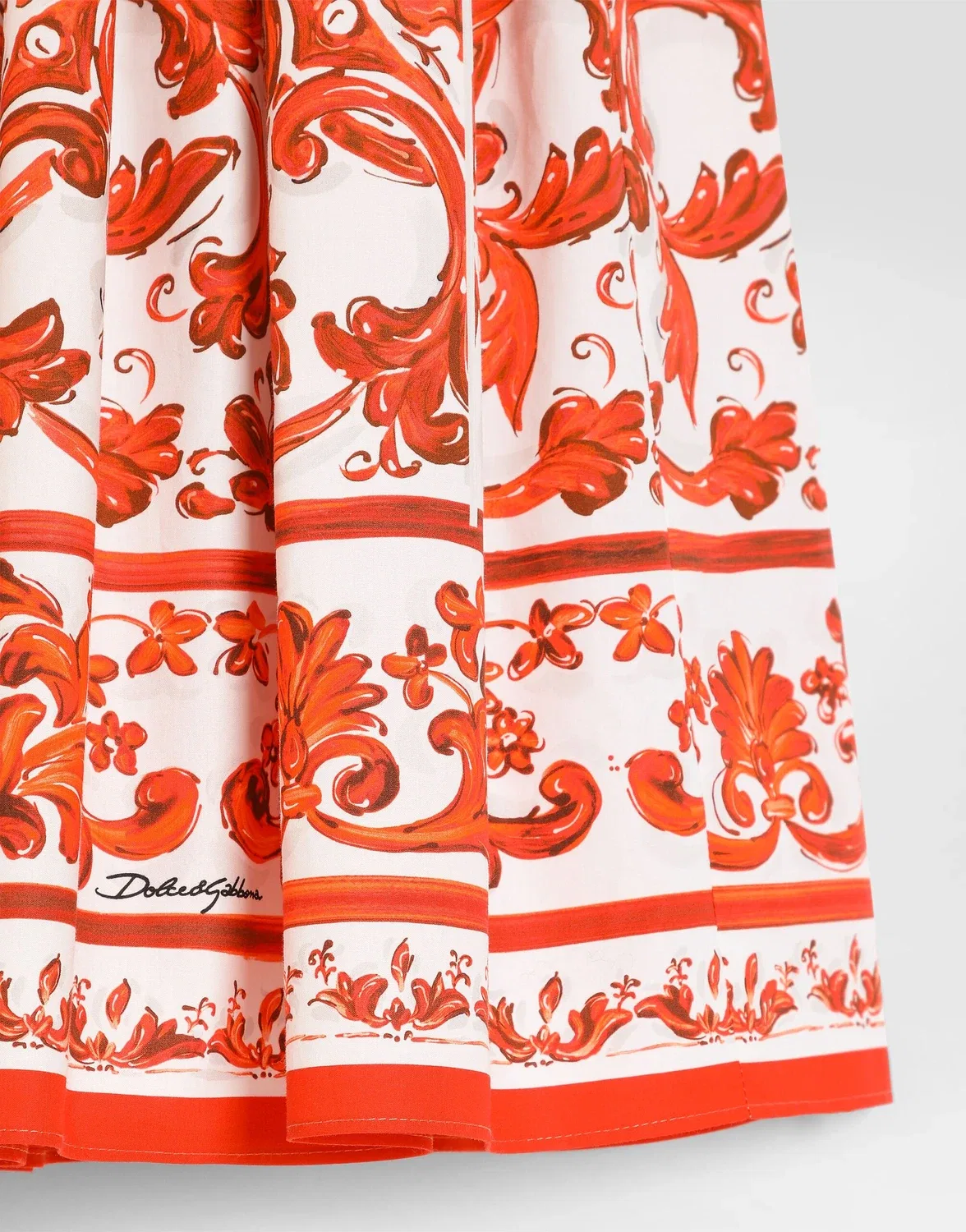 Платье из поплина с принтом «Майолика» DOLCE & GABBANA, бежевый — фото 3