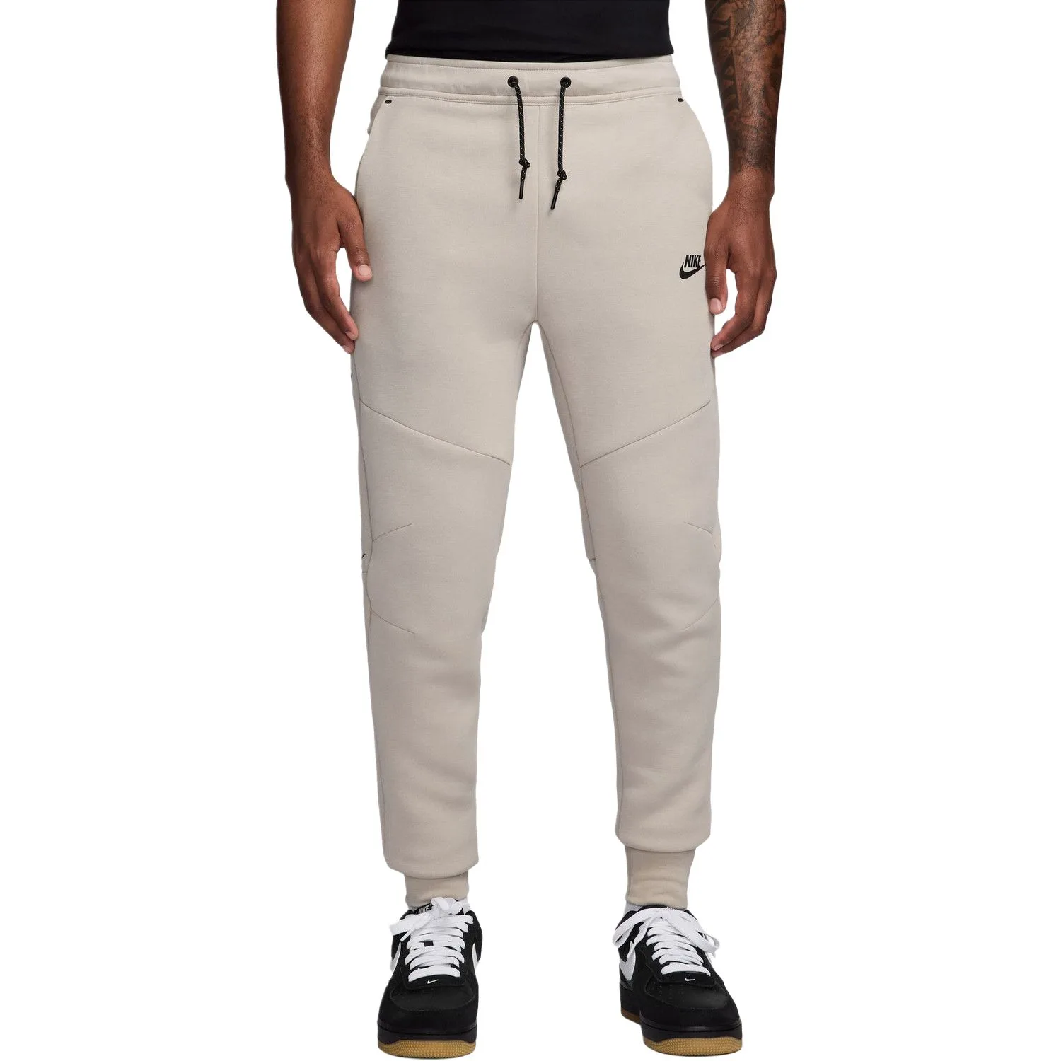Nike Флисовые брюки мужские бежево-черные Moderate