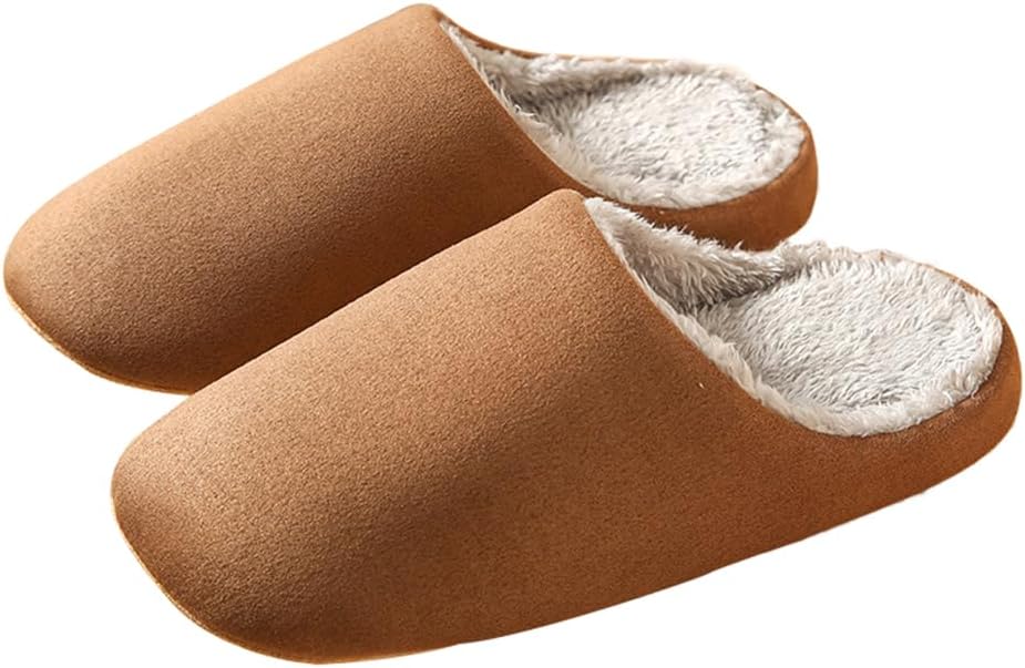 

Домашние тапочки Rojeam Winter для женщин с теплыми утепленными стельками и замшевой бесшумной подошвой, мужские домашние тапочки, коричневый