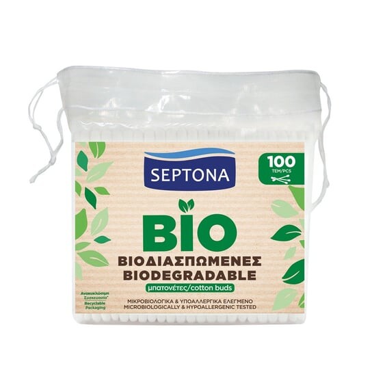 

Биоразлагаемые ватные палочки, 100 шт. Septona, Ecolife