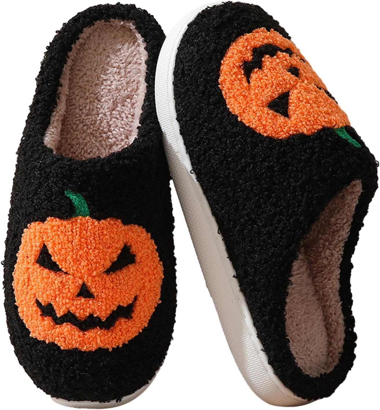 

Тапочки QBTZJ «Хэллоуинский призрак» для женщин и мужчин, смешной череп, пушистые тапочки, мягкие, теплые, легкие, для дома и улицы, Pumpkin 2