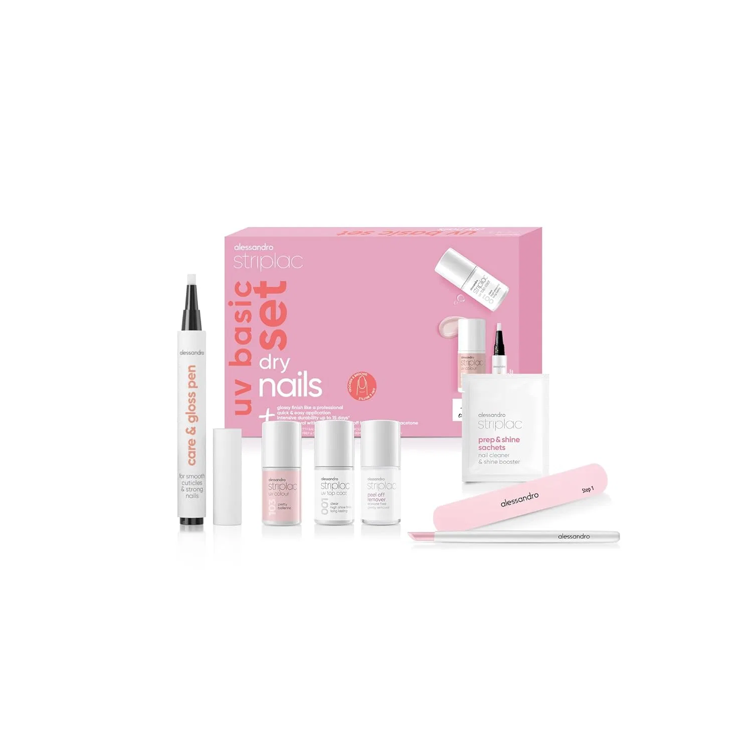 Набор для УФ-маникюра alessandro Striplac Basic Set + Colour Dry Nails Alessandro