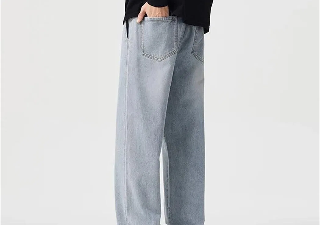 Джинсы свободные Men's Drawstring Vintage Loose Wide Leg Jeans, цвет 5 — фото 3