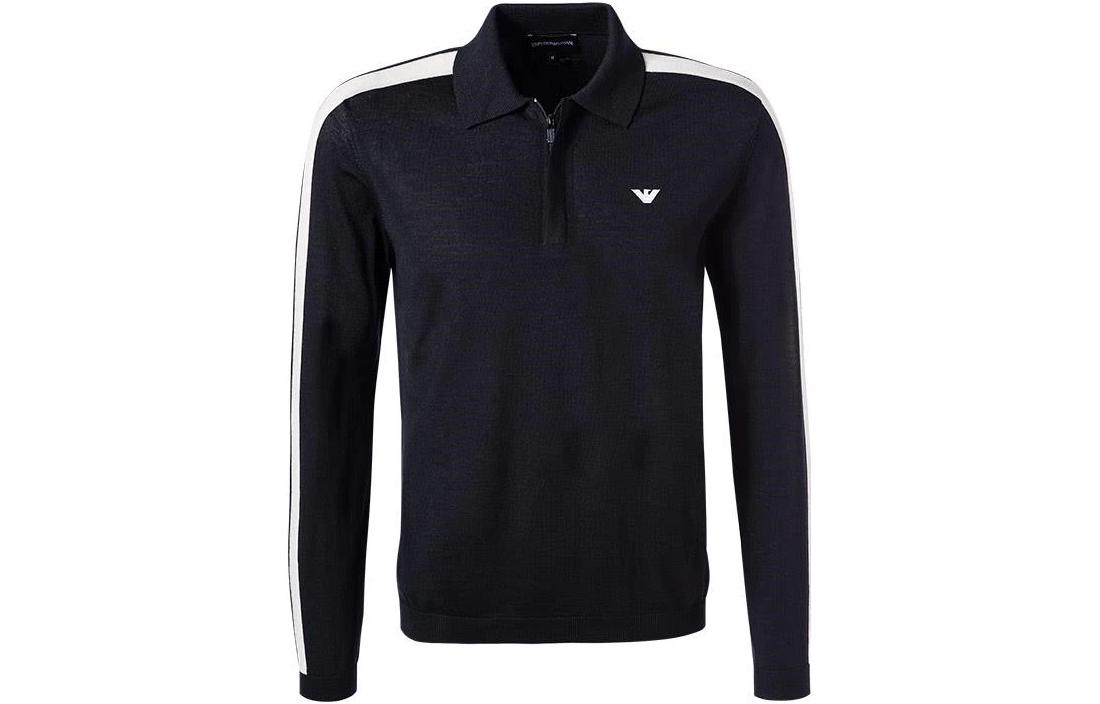

Джемпер-поло из натуральной шерсти с вышитым логотипом EMPORIO ARMANI, Marine Blue