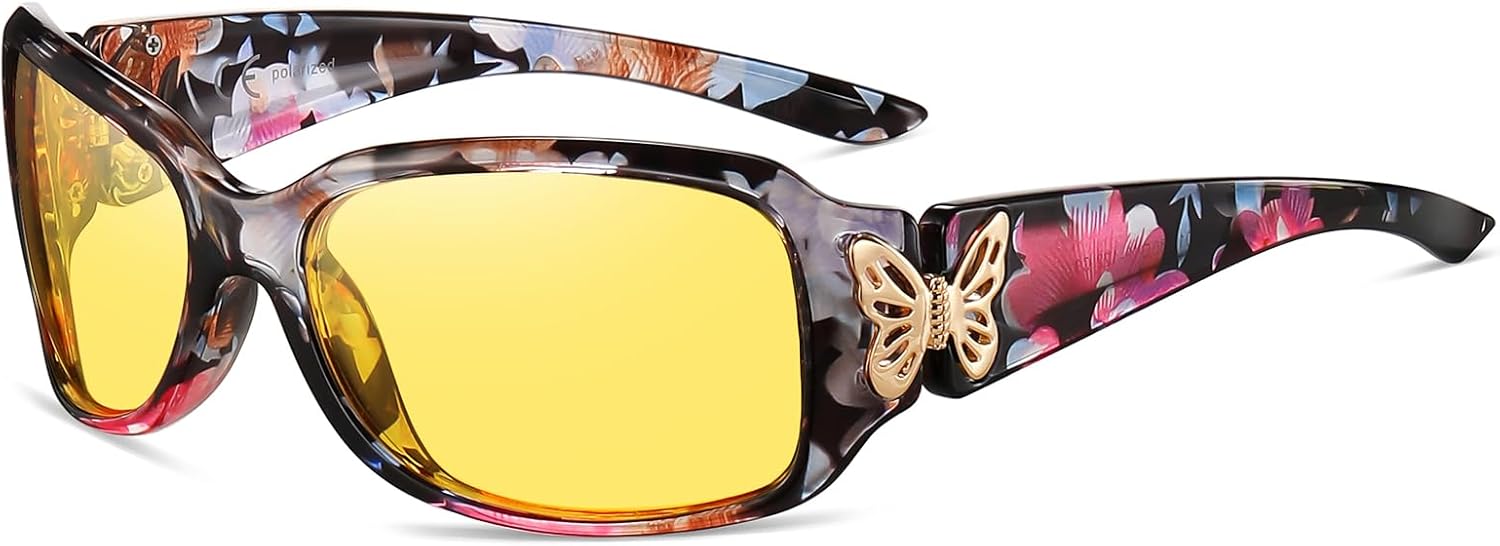 

Женские очки ночного видения HAOLOTA с антибликовым поляризованным покрытием, облегающие, для защиты от УФ-излучения в ночное время, Znv03 Flower Frame/Night Vision Lens