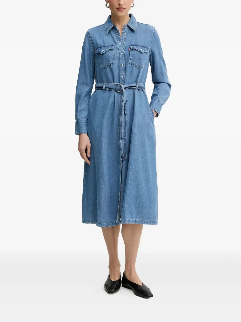 Джинсовое платье с поясом Quincey Levi's, синий