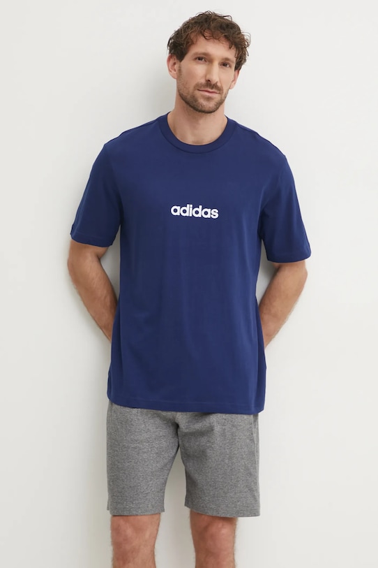 

Футболка Essentials Linear из хлопка Adidas, темно-синий