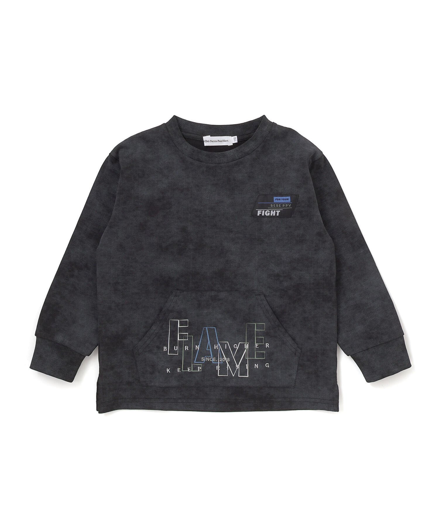 Длинная футболка с карманом-кенгуру (95–150 см) BeBe Petits Pois Vert, Black — фото 4