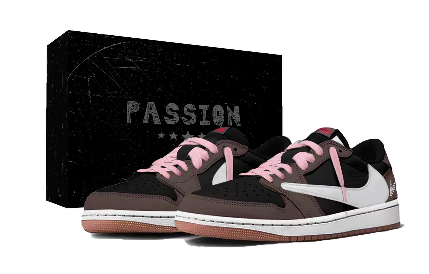

Travis Scott x Air 1 Travis Scott x AJ1 Low Collaboration Низкие винтажные баскетбольные кроссовки Унисекс Кофейный Jordan, коричневый