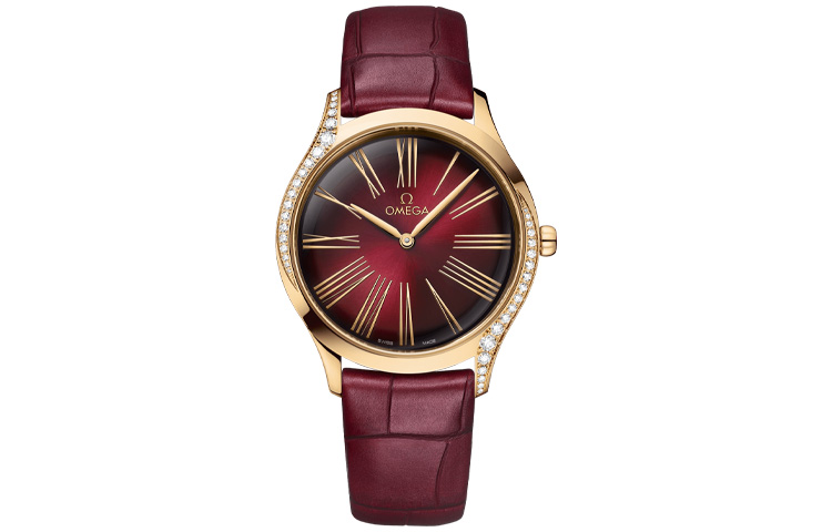 

OMEGA Часы Flying Series Name Classics Quartz Movement Women's Watch 36mm Red Watch Dial Genuine Leather Strap