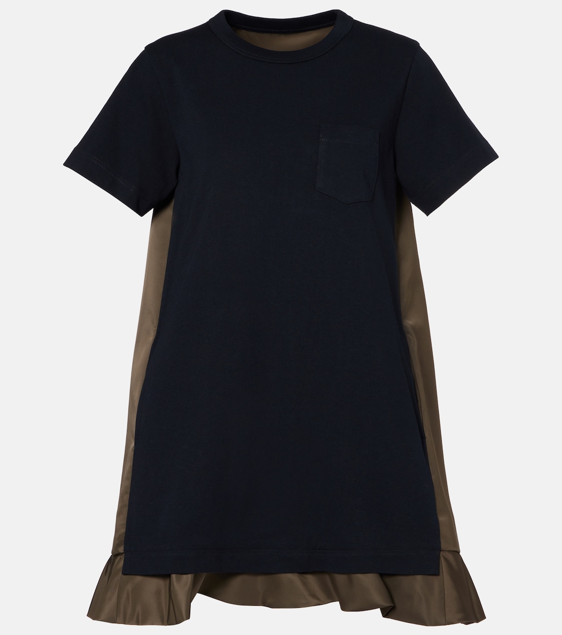 

Мини-платье из джерси и твила Sacai, Navyxkhaki