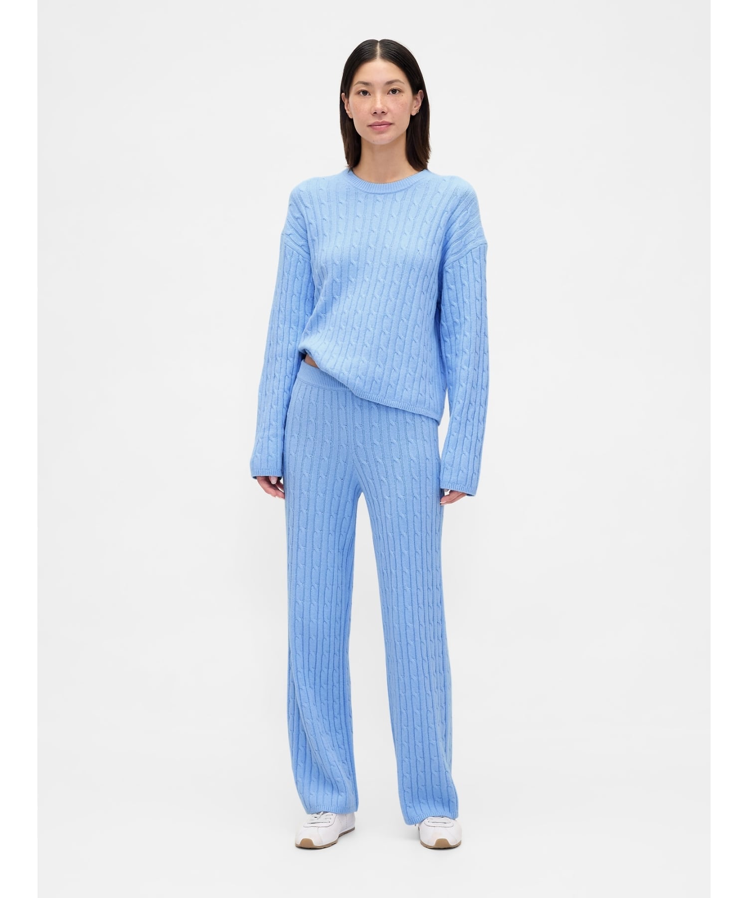 (W)CashSoft Кашемировые трикотажные брюки с кабельным плетением GAP, WIND_BLUE — фото 2