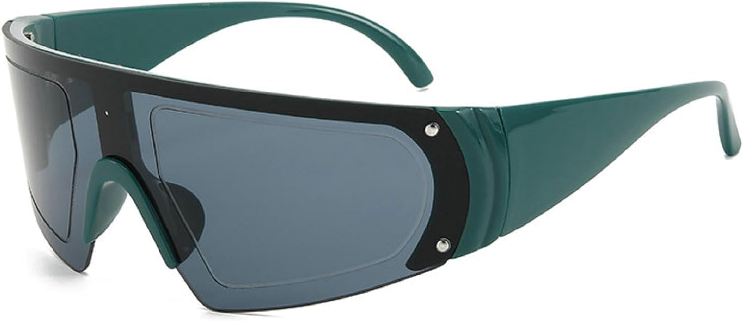 

Модные большие квадратные женские солнцезащитные очки в винтажном панк-стиле, мужские очки для активного отдыха, солнцезащитные очки UV400 с обтекаемой формой, N45 mincl, Green