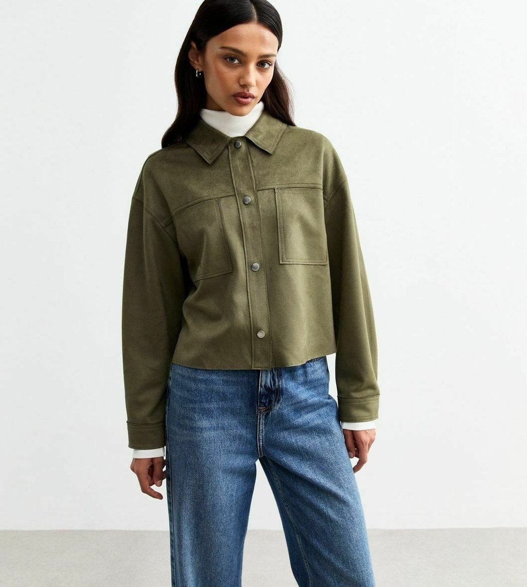 

Куртка из искусственной кожи FAUX SUEDE UNLINED New Look, хаки