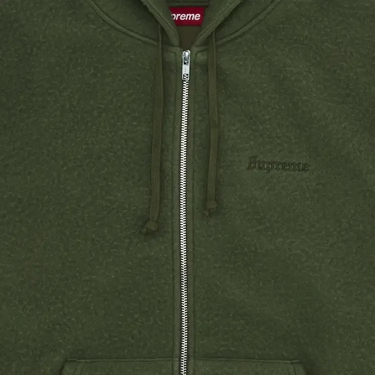 Толстовка Supreme Pilled Zip Up Hooded Sweatshirt 'Olive' — фото 2