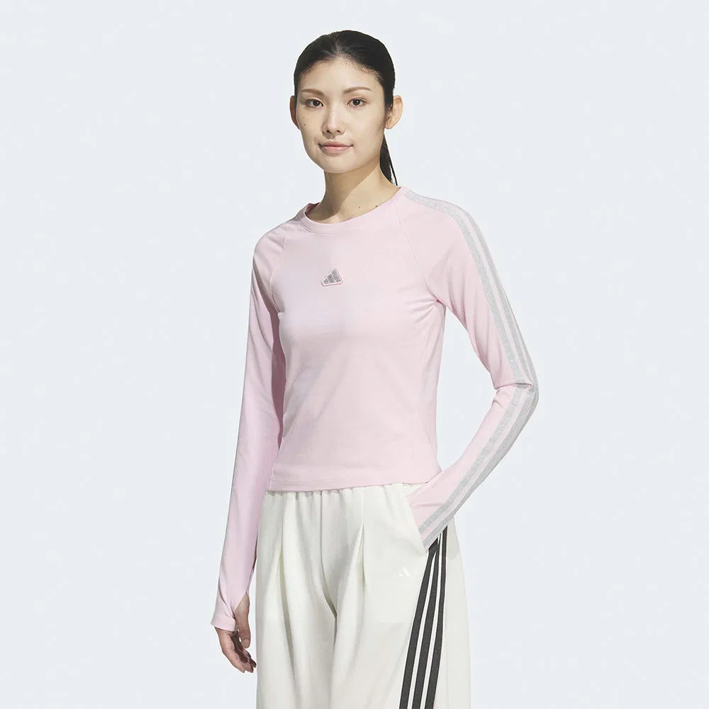 Женская розовая футболка с длинным рукавом и тремя полосками Dance от Adidas