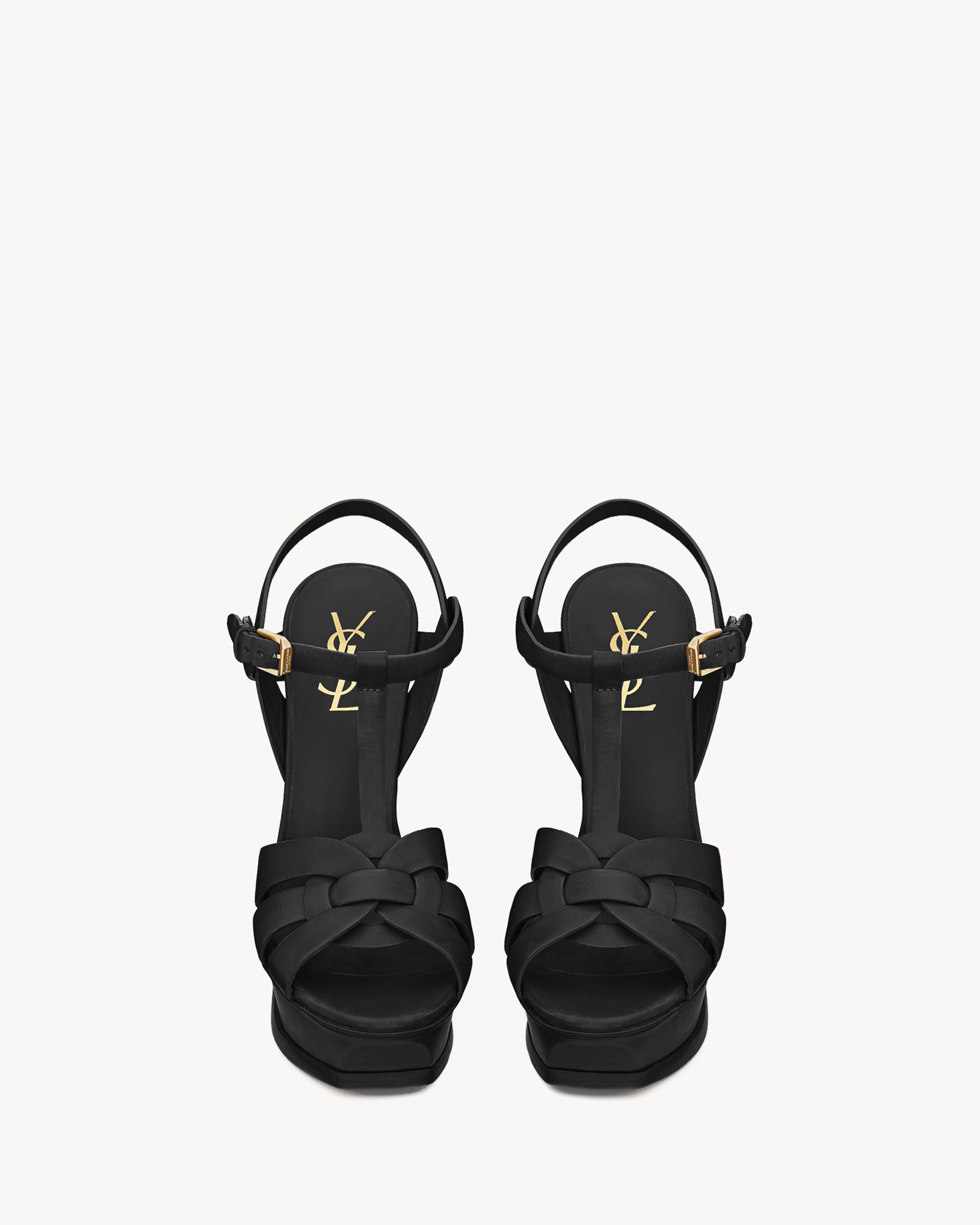 Босоножки на платформе TRIBUTE из гладкой кожи Saint Laurent, черный — фото 2