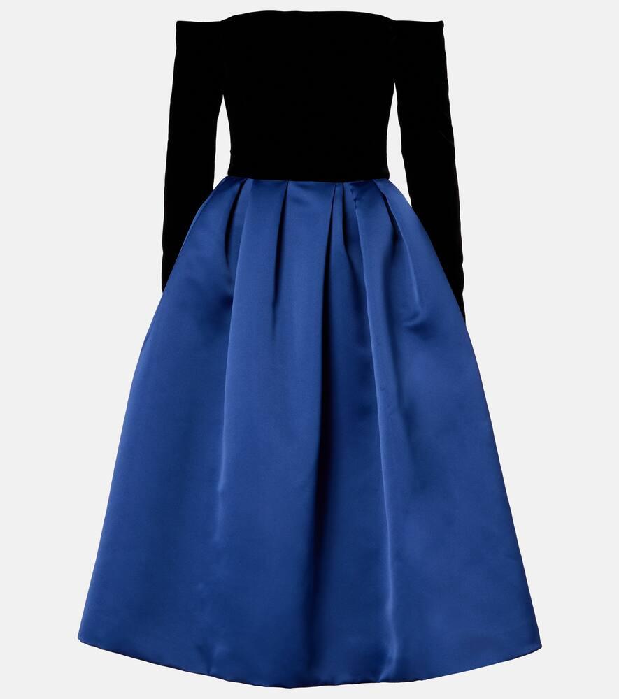 

Повседневное платье-коктейль из крепа и сатина с открытыми плечами Carolina Herrera, Dark Navy Multi